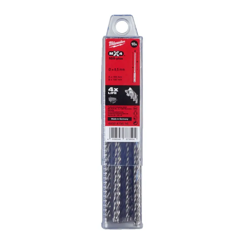 Čtyřbřité vrtáky Milwaukee 4932479556 MX4 pr. 6,5 x 165 mm, SDS-Plus - 10 ks (MI4932479556)