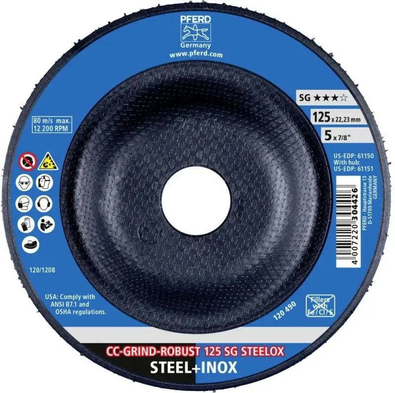 Brusný kotouč 125 mm Pferd CC-GRIND-ROBUST 125 SG STEELOX na ocel/nerez (PF4007220304433)