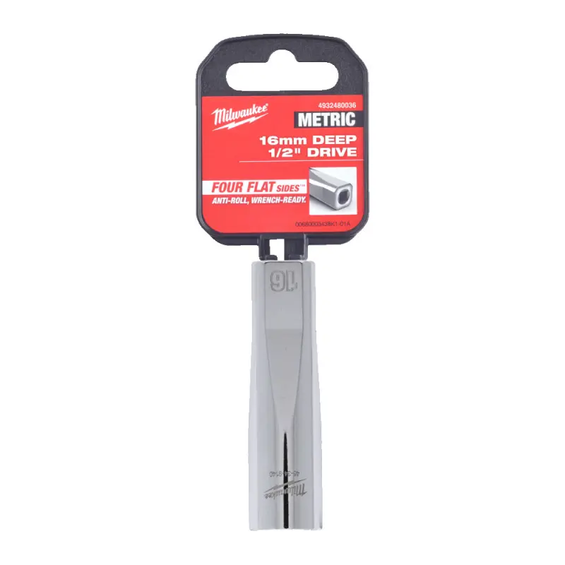 Nástrčná hlavice FOUR FLAT™ 1/2" 16 mm Milwaukee 4932480036, prodloužená (MI4932480036)