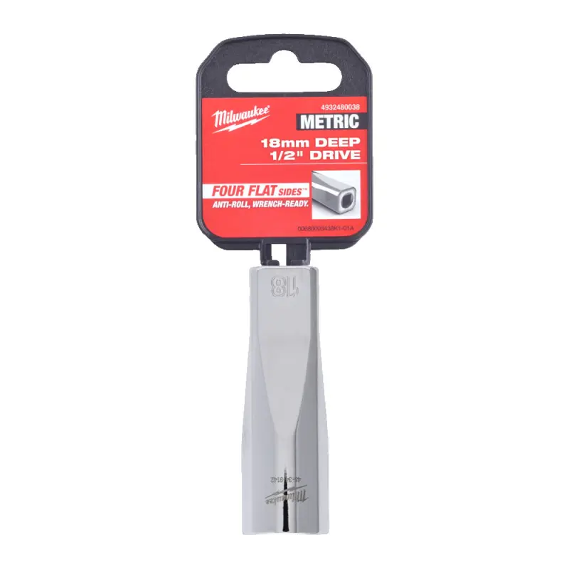 Nástrčná hlavice FOUR FLAT™ 1/2" 18 mm Milwaukee 4932480038, prodloužená (MI4932480038)