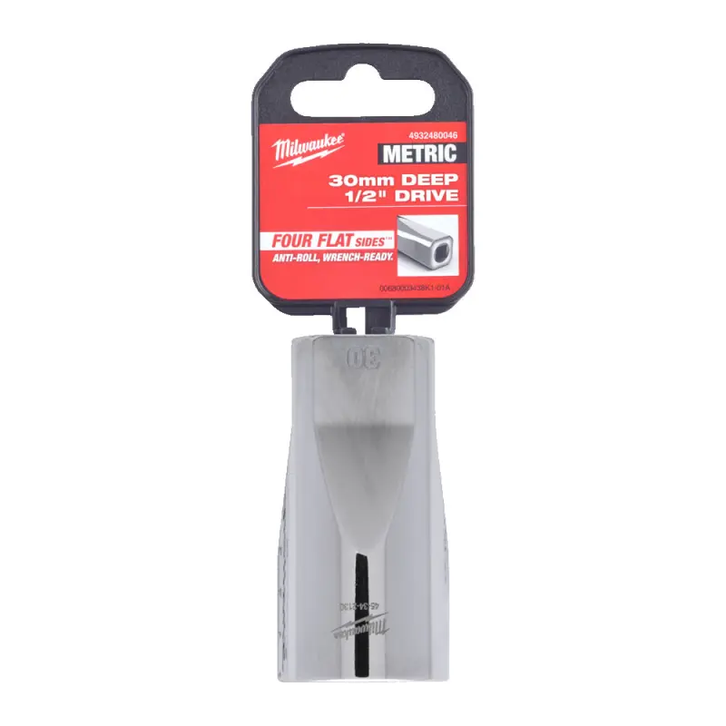 Nástrčná hlavice FOUR FLAT™ 1/2" 30 mm Milwaukee 4932480046, prodloužená (MI4932480046)