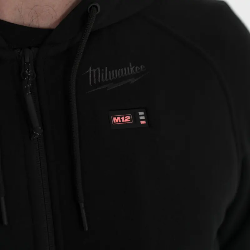 Aku vyhřívaná mikina s kapucí Milwaukee M12 HHBL4-0 (M) černá, bez Aku, 4932480062 (MI4932480062)