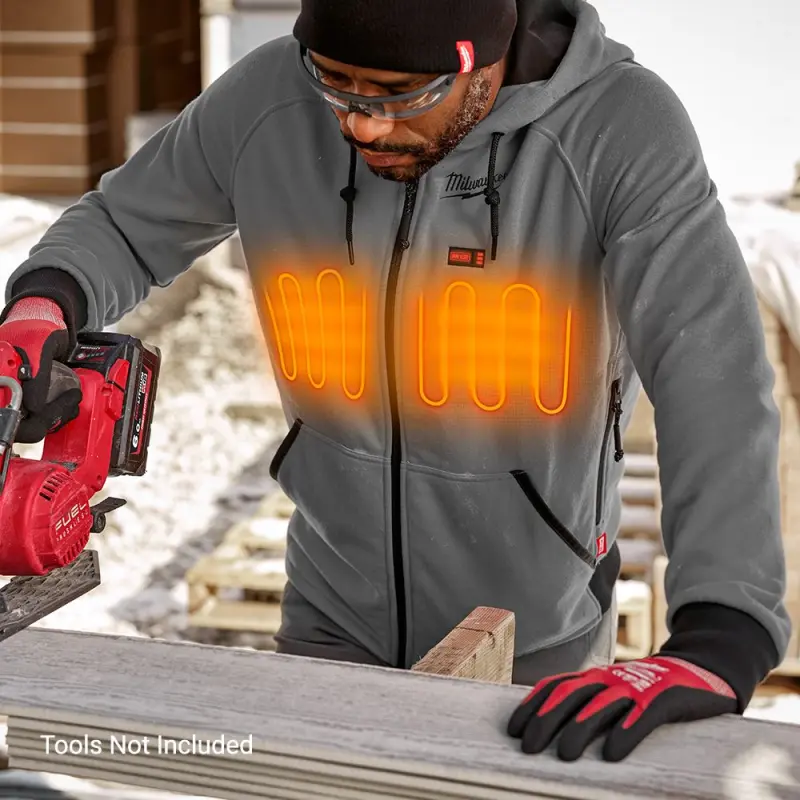 Aku vyhřívaná mikina s kapucí Milwaukee M12 HHGREY4-0 (XXL) šedá, bez Aku, 4932480070