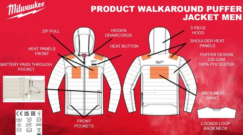 Aku vyhřívaná vesta Milwaukee M12 HVGREY1-0 (XXL) šedá, ToughShell, bez Aku, 4932480104 (MI4932480104)