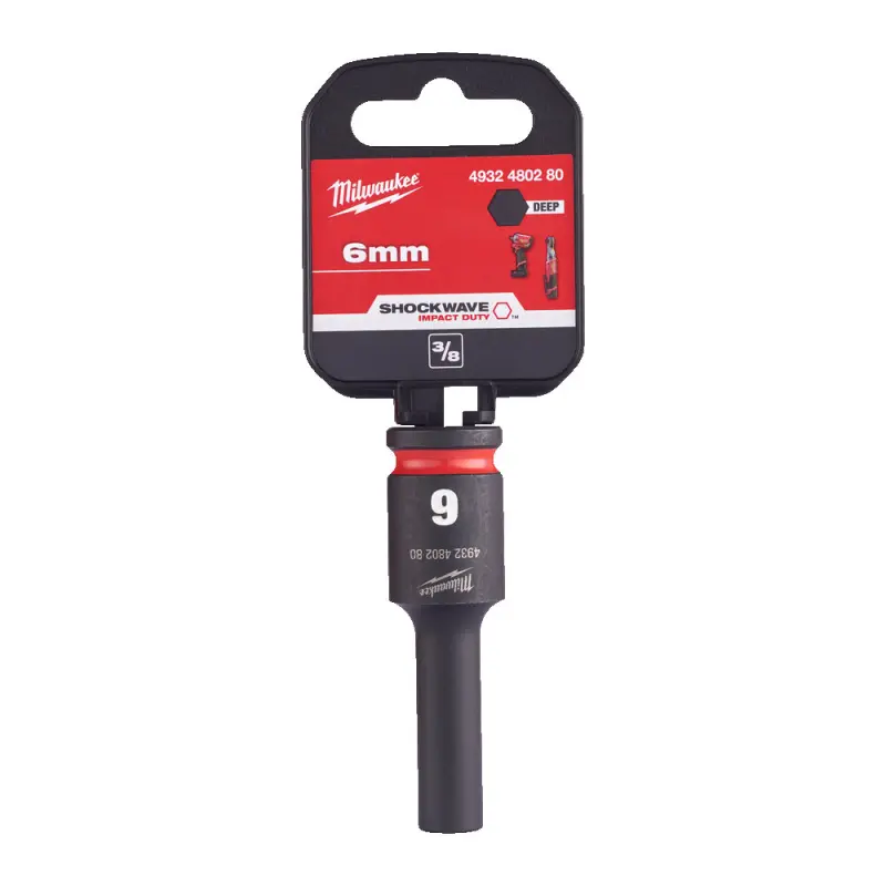 Průmyslová hlavice Shockwave Impact Duty 3/8" 6 mm Milwaukee 4932480280, prodloužená (MI4932480280)