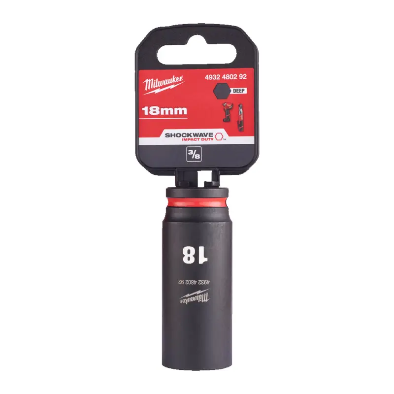 Průmyslová hlavice Shockwave Impact Duty 3/8" 18 mm Milwaukee 4932480292, prodloužená (MI4932480292)