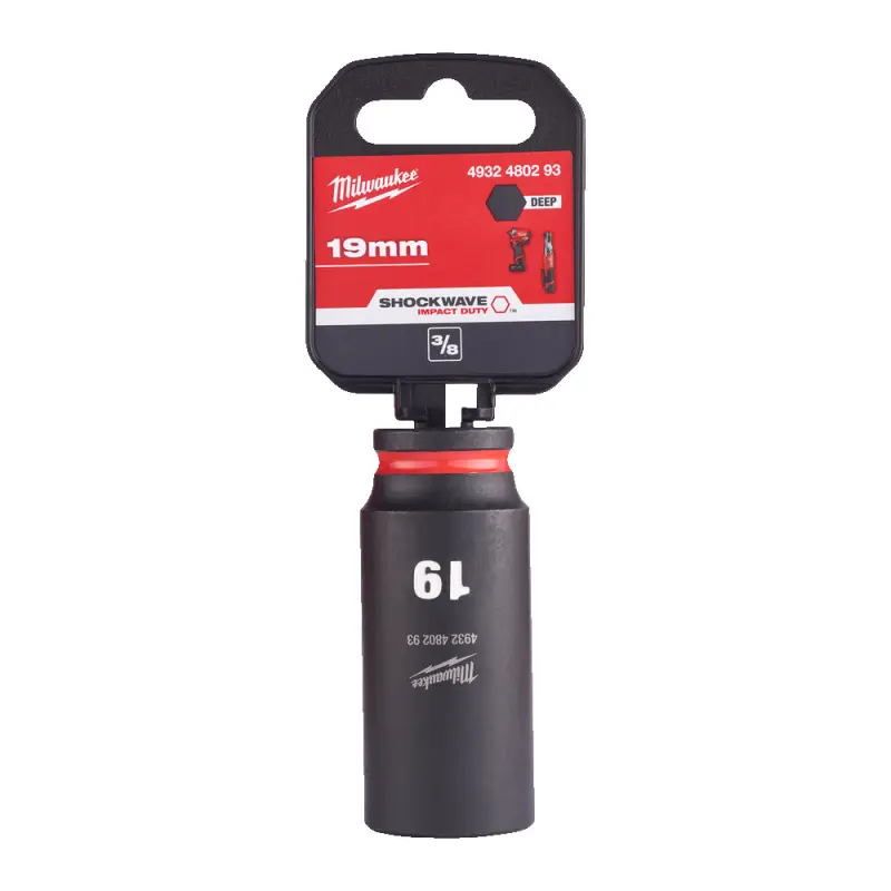 Průmyslová hlavice Shockwave Impact Duty 3/8" 19 mm Milwaukee 4932480293, prodloužená (MI4932480293)