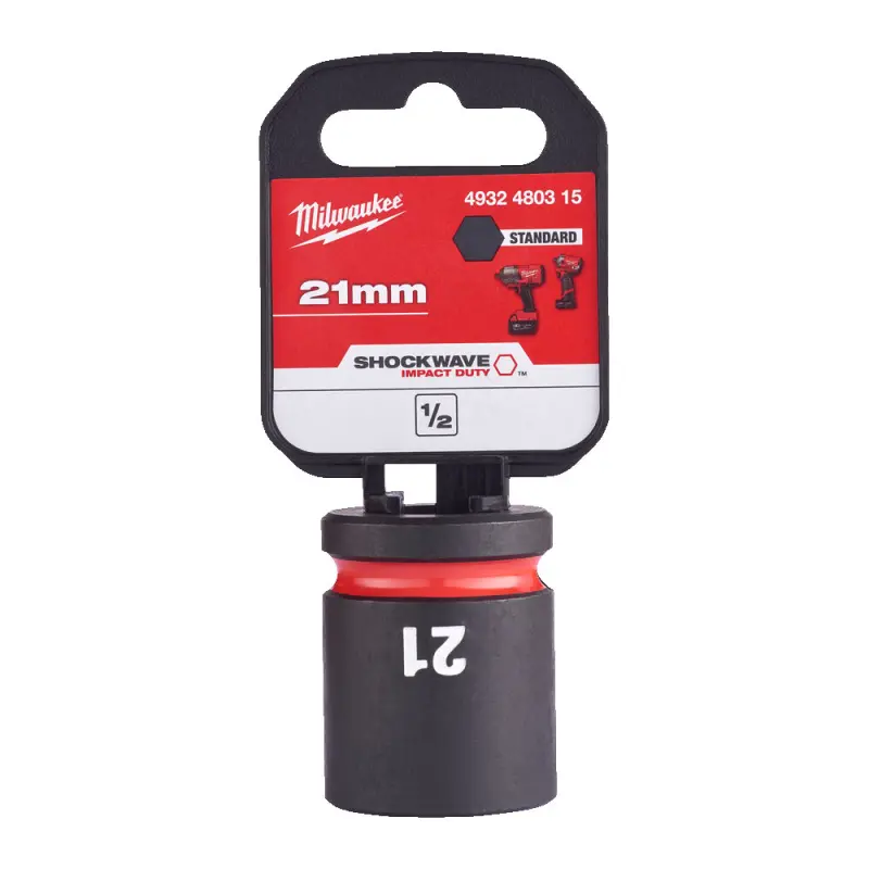 Nástrčná hlavice 1/2" Milwaukee Shockwave™ Impact Duty 21 mm, rázová, krátká (MI4932480315)