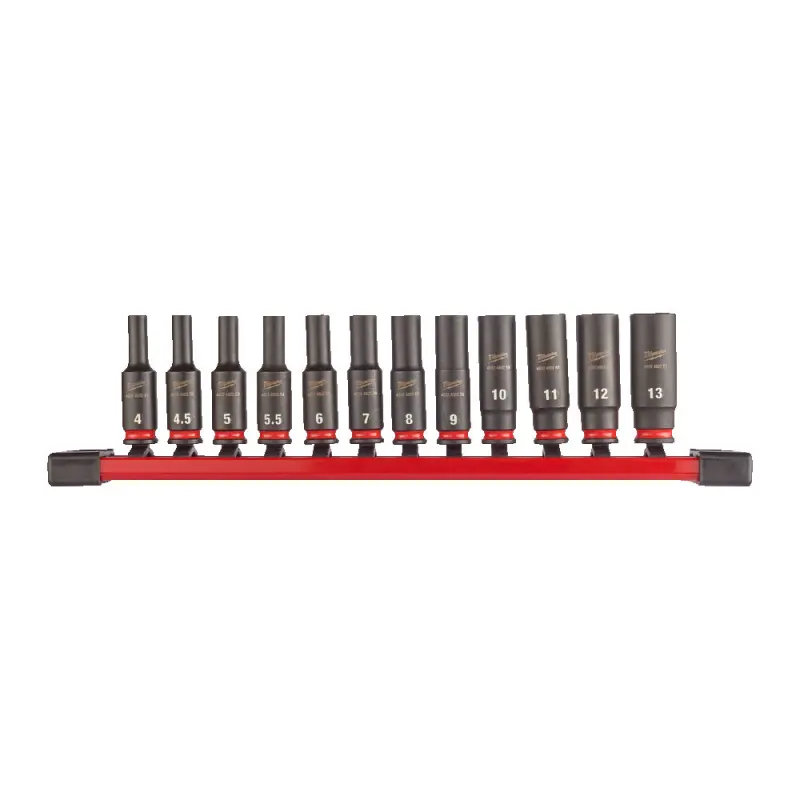 Průmyslové hlavice Shockwave 1/4"  4 ÷ 13 mm na liště Milwaukee 4932480453 dlouhé (Sada 12 dílů) (MI4932480453)