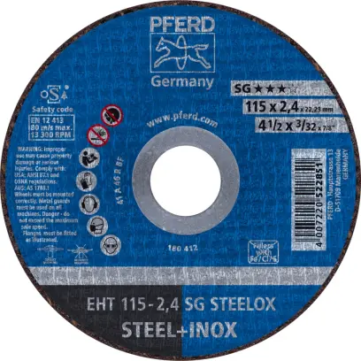 Rozbrušovací kotouč EHT 115-2,4 A 46 R SG-INOX/22,23. PFERD – SG-ELASTIC (PF4007220522851)