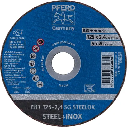 Rozbrušovací kotouč EHT 125-2,4 A 46 R SG-INOX/22,23. PFERD – SG-ELASTIC (PF4007220522875)