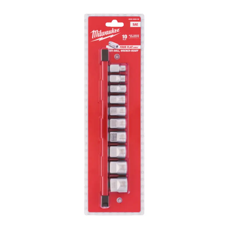 Nástrčné hlavice 3/8" šestihran 5/16 ÷ 7/8" Milwaukee 4932492510 - chromované, palcové (Sada 10 dílů) (MI4932492508)