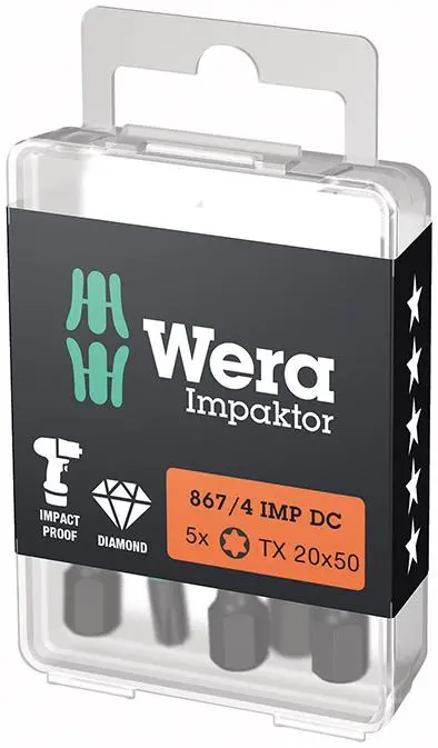 Bit Impaktor 1/4" DIN 312 6 E6,3 T20 x 50 mm balení 5 ks Wera
