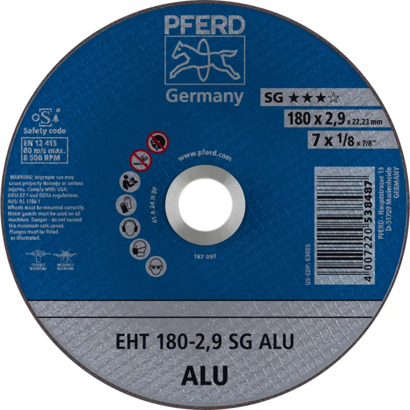 Řezací kotouč EHT 178-2,9 A 24 N SG-ALU/22,23. PFERD – SG-ELASTIC (PF4007220538487)