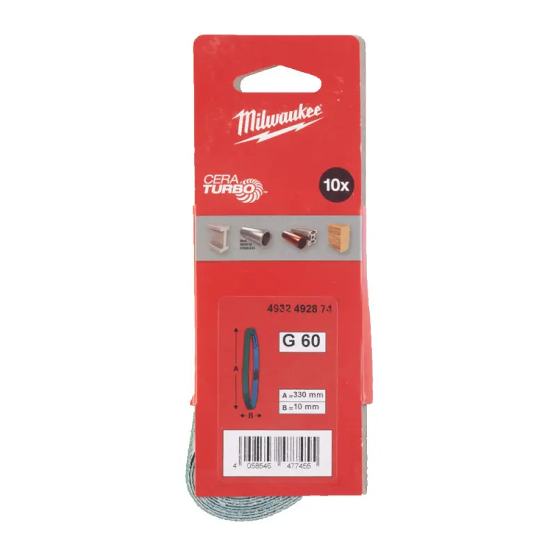 Brusné pásy na kov Milwaukee 10 x 330 mm, zrnitost P60 - 10 ks 4932492874 (MI4932492874)