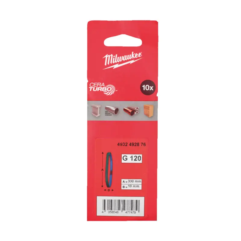 Brusné pásy na kov Milwaukee 10 x 330 mm, zrnitost P120 - 10 ks 4932492876 (MI4932492876)