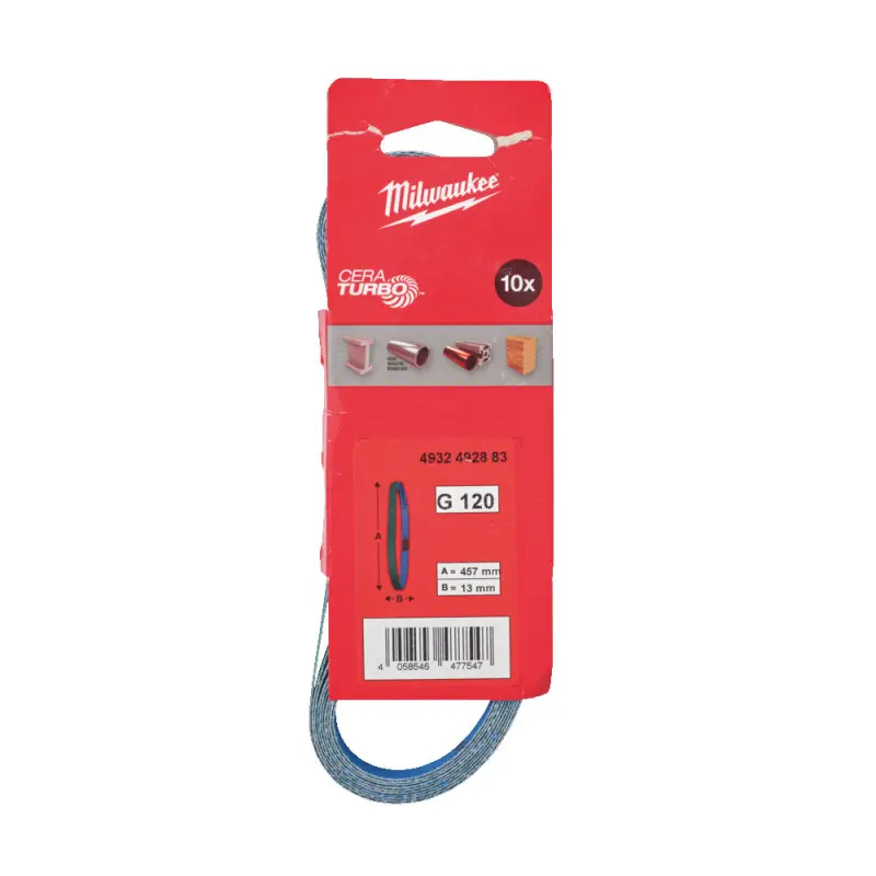 Brusné pásy na kov Milwaukee 13 x 457 mm, zrnitost P 120 - 10 ks 4932492883 (MI4932492883)
