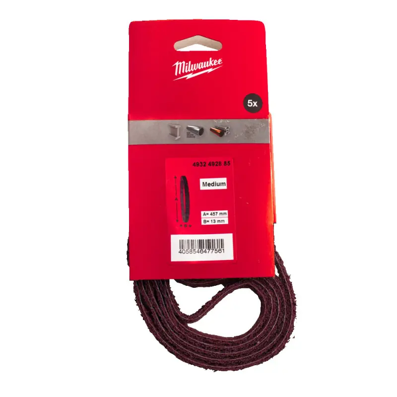 Netkané brusné pásy na kov Milwaukee NW 13 x 457 mm středně hrubé - 5 ks 4932492885 (MI4932492885)