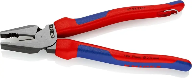 Silové kombinované kleště Power 225 mm Knipex 02 02 225 T BK s upevňovacím očkem (K 02 02 225 T BK)