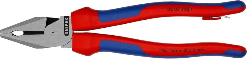 Silové kombinované kleště Power 225 mm Knipex 02 02 225 T BK s upevňovacím očkem (K 02 02 225 T BK)