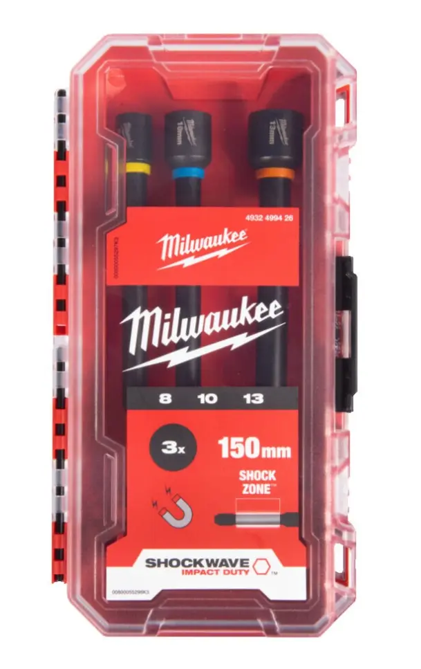Maticové šroubováky Milwaukee Shockwave - 3 ks Velikost: 8, 10, 13 x 150mm SHOCKWAVE IMPAC DUTY, pro ráz. utahováky (MI4932499426)