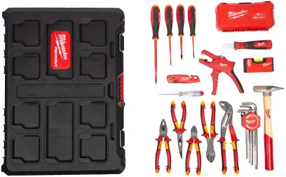 Elektrikářský kufr Milwaukee PACKOUT, sada 62 dílů nářadí pro elektrikáře, 4932499466 (MI4932499466)