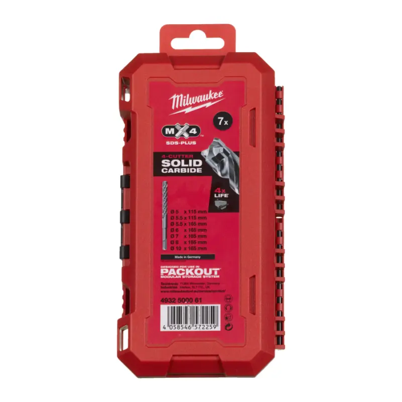 Sada vrtáků Milwaukee SDS-Plus MX4, čtyřbřité do betonu (7 ks) 4932500061 (MI4932500061)