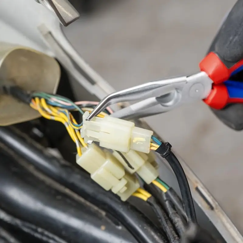Úzké půlkulaté kleště Knipex 26 25 200 SB s břity, zahnuté (K 26 25 200 SB)