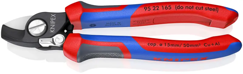 Nůžky na kabely 165 mm KNIPEX 95 22 165 s otevírací pružinou (K 95 22 165)