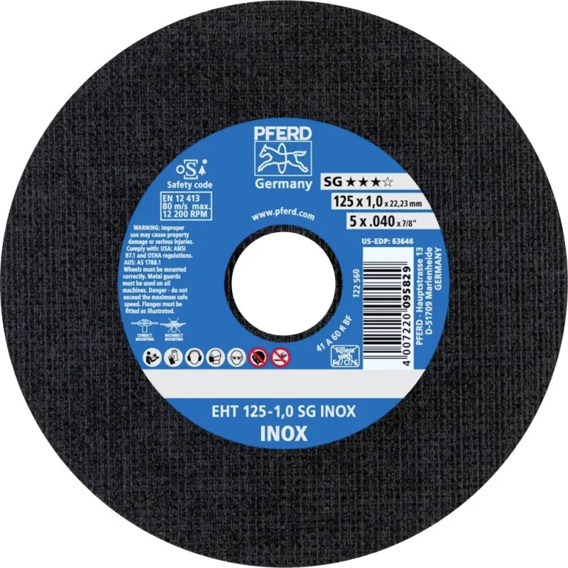 Rozbrušovací kotouč EHT 125-1,0 A 60 N SG-ALU/22,23. PFERD – SG-ELASTIC (PF4007220804995)
