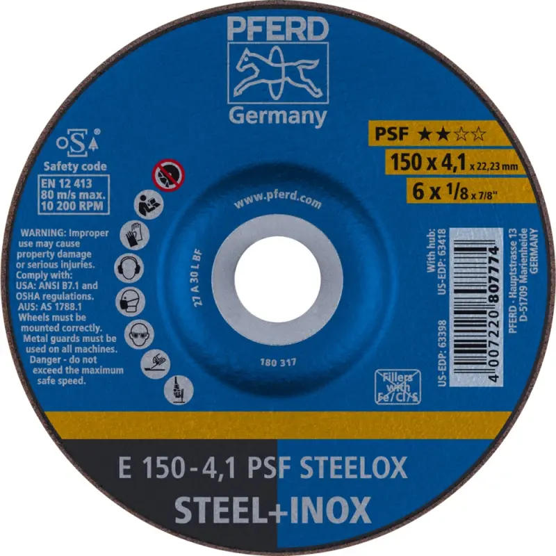 Hrubovací kotouč E 150-4,1 A 30 M PSF-INOX-PIPE/22,23. PFERD – PS-FORTE (PF4007220807774)