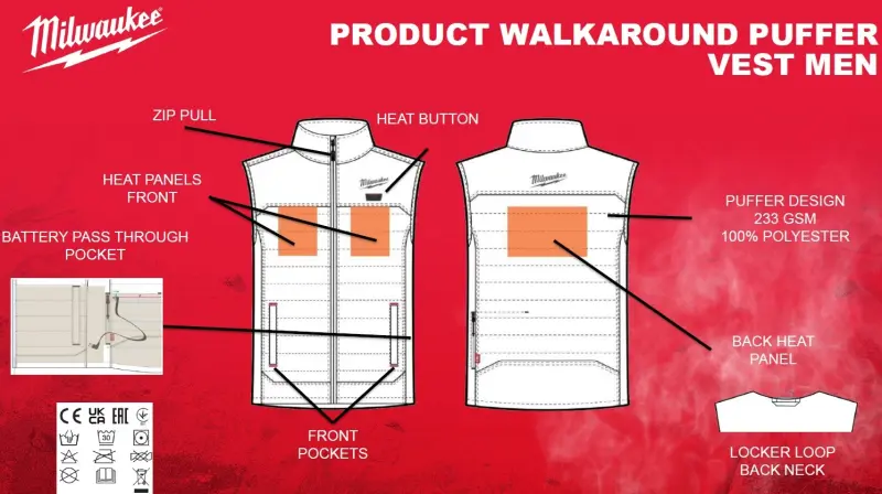 Aku vyhřívané tričko Milwaukee Workskin L4 HBLB-301XL (XL) černé, 1x Aku L4 B3 + nabíječka L4 USBPS, 4933478084 (MI4933478084)