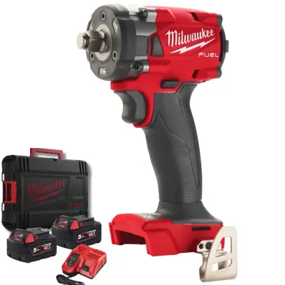 Aku 1/2" rázový utahovák Milwaukee M18 FIW2F12-502X, 339 Nm, 2x aku M18 B5 + M12-18 FC + kufr, 4933478444