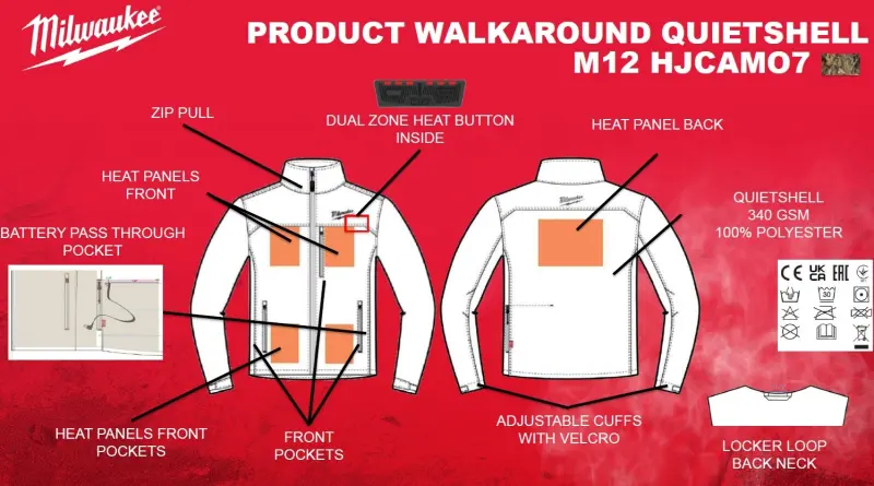 Aku vyhřívaná bunda Milwaukee M12 HJBL5-0 (XL) černá, ToughShell, bez Aku, 4933478970 (MI4933478970)