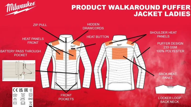 Aku vyhřívaná bunda Milwaukee M12 HJGREY5-0 (XL) šedá, ToughShell, bez Aku, 4933478975 (MI4933478975)