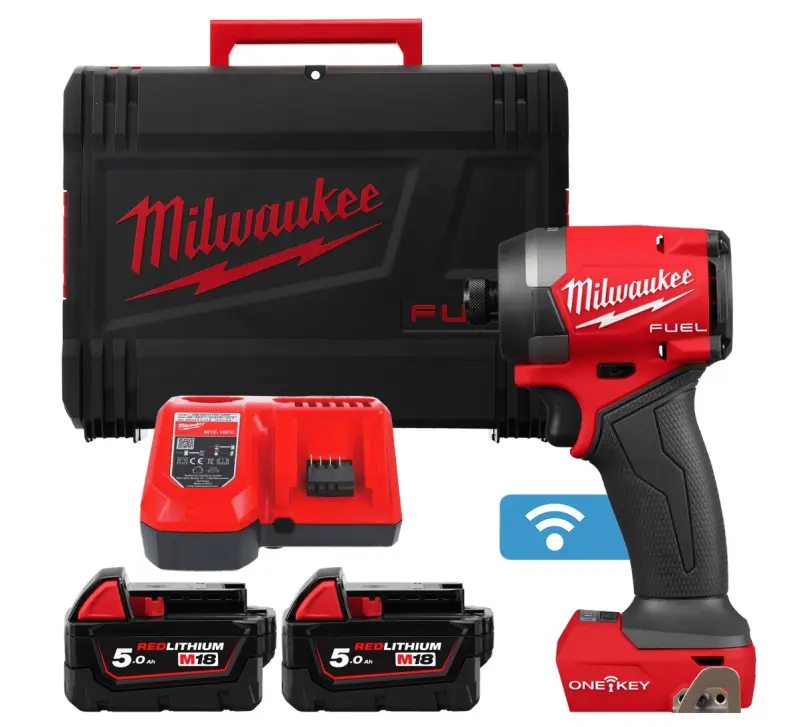 Aku 1/4" HEX rázový šroubovák/utahovák Milwaukee M18 ONEID3-502X, ONEKEY, 226 Nm, 2x aku M18 B5 + M12-18 FC, 4933492804 (MI4933492804)