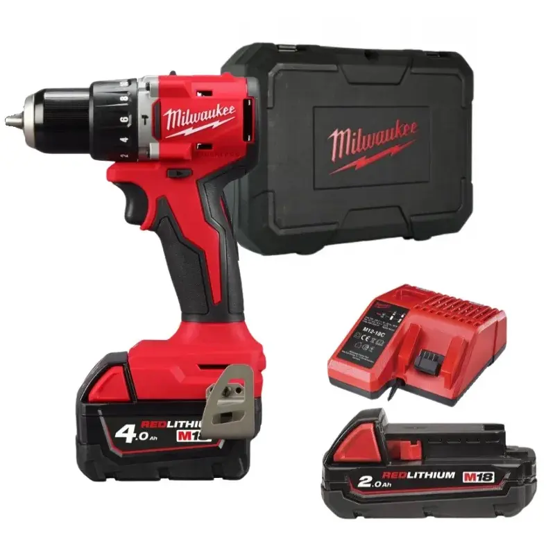 Aku kompaktní příklepová vrtačka Milwaukee M18 BLPDRC-422C, 1x aku M18 B2 + 1x aku M18 B4 + nabíječka M12-18 C + kufr, 4933492825 (MI4933492825)