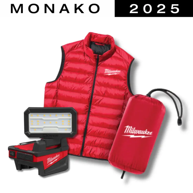 Aku příklepová vrtačka Milwaukee M18 FPD3MC-502X, vesta + M18 ALIS-0 + kufr, POWER PACK IN2 MONAKO 2025, 4933499451