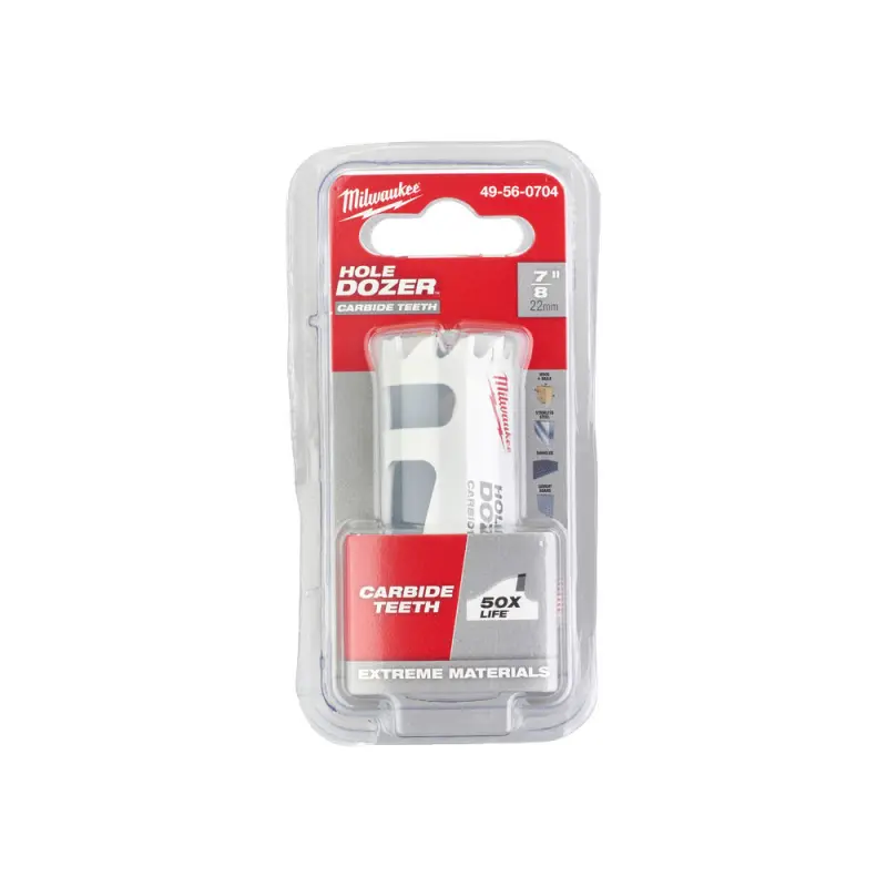 Kruhová pilka/děrovka Milwaukee 22 mm TCT Hole Dozer Holesaw 22MM, karbidové zuby, 49560704