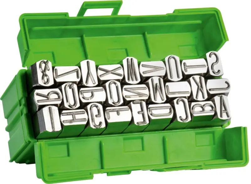 Sada raznice s písmeny po niklování, výška písma 8m m TURNUS