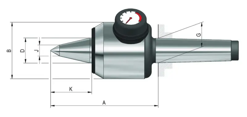 Prodloužený otočný hrot Röhm 503AC-VL Control MK 3 s ukazatelem tlaku (ROHM079920)