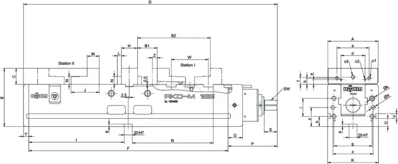 Přesný NC svěrák Röhm RKD-M 92 - Dvojitý, bez posilovače (ROHM180468)