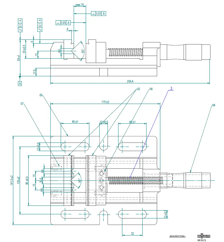 Vrtačkový svěrák Röhm DPV 1 s prizmatickou čelistí (80 mm) (ROHM863421)