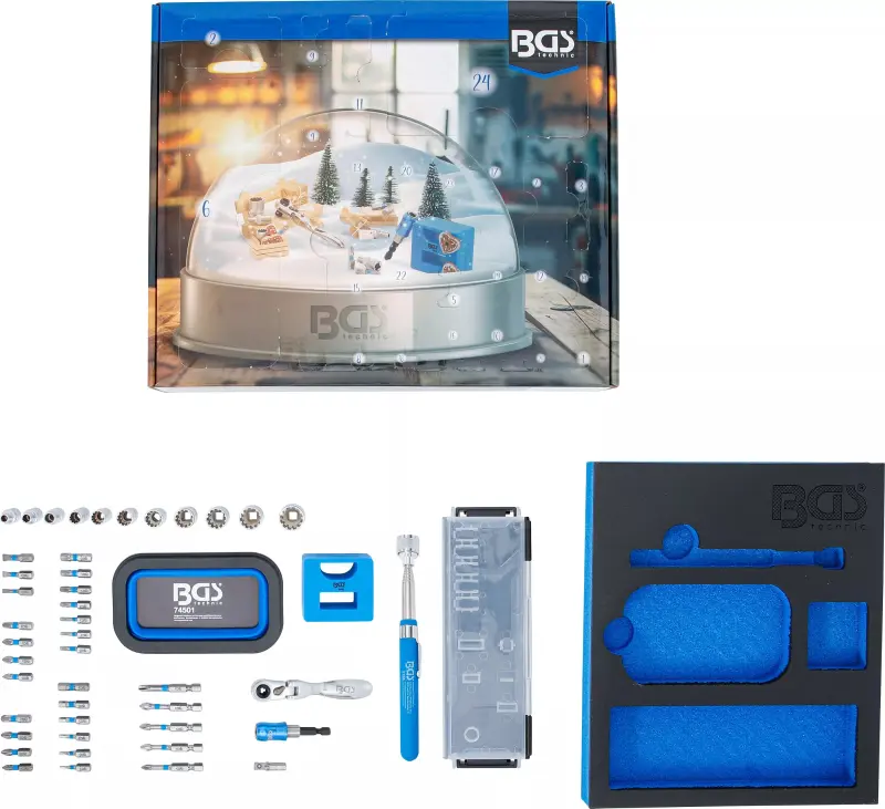 BGS Adventní kalendář s nářadím, Christmas 2025, Vánoční sada nářadí, 95010 (BGS1095010), BGS1095010