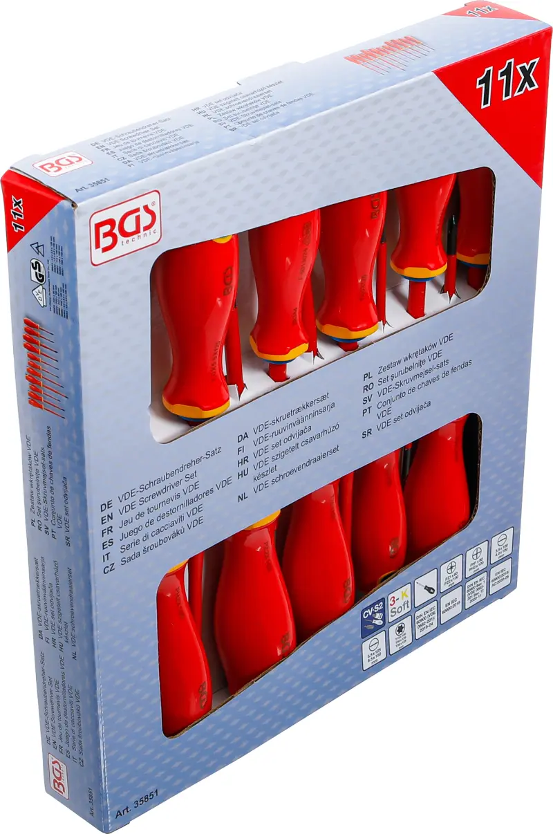 Šroubováky VDE  BGS 35851 extra tenký hrot. Sada 11 ks. (BGS1035851)