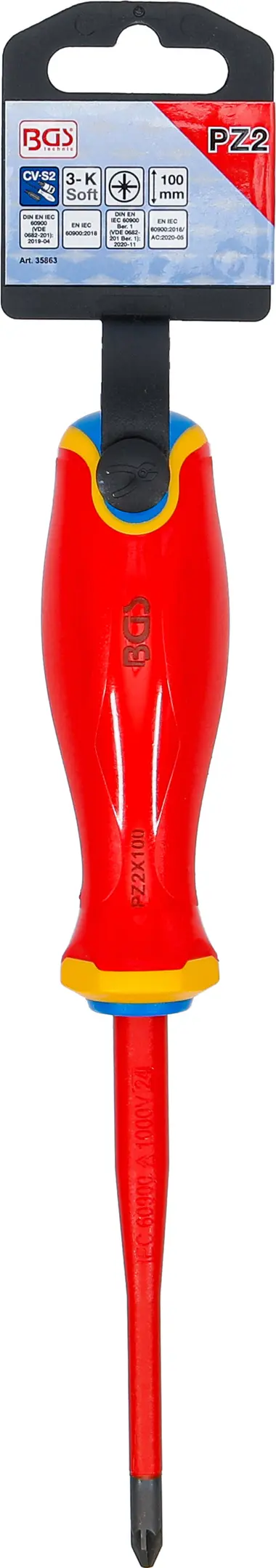 Šroubovák VDE BGS 35863  extra tenký hrot. Křížový PZ2 (BGS1035863)