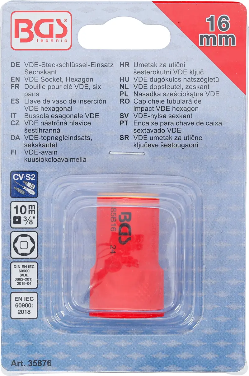 Nástrčná hlavice 3/8" 16 mm BGS 35876 VDE (BGS1035876)
