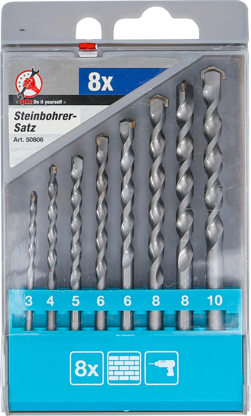 Vrtáky do zdiva BGS 50806  pr. 3 až 10 mm. Sada 8 ks (BGS1050806)