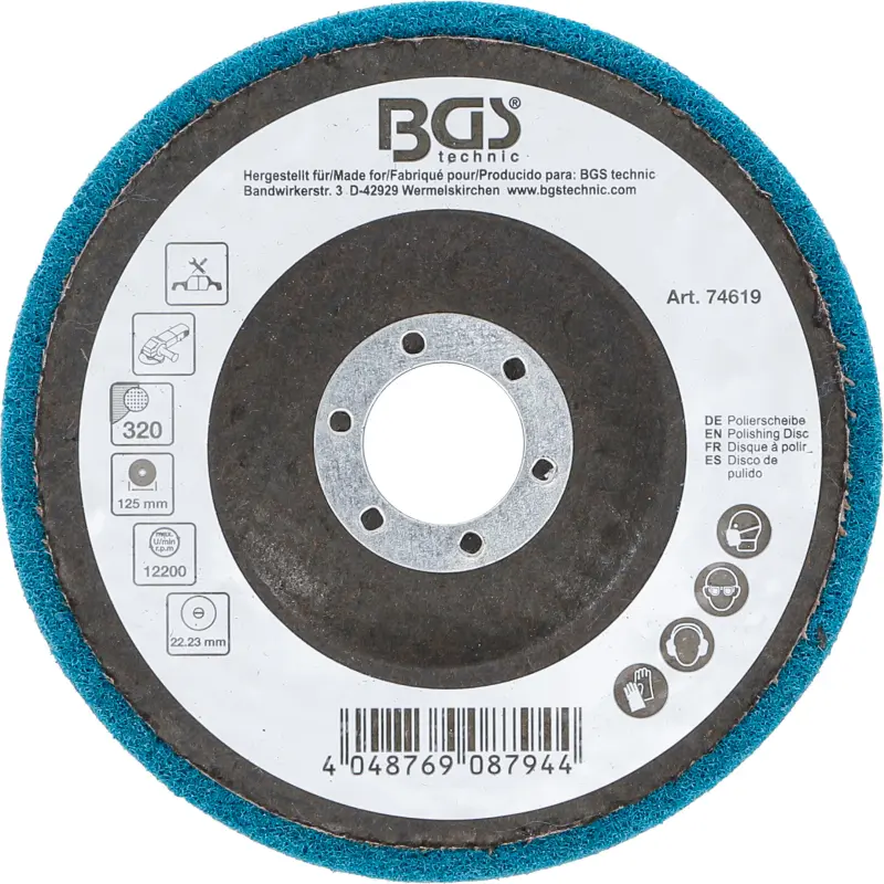 Brusný kotouč - lešticí pr. 125 mm BGS 74619  oxid hlinitý, zrnitost 320 (BGS1074619)