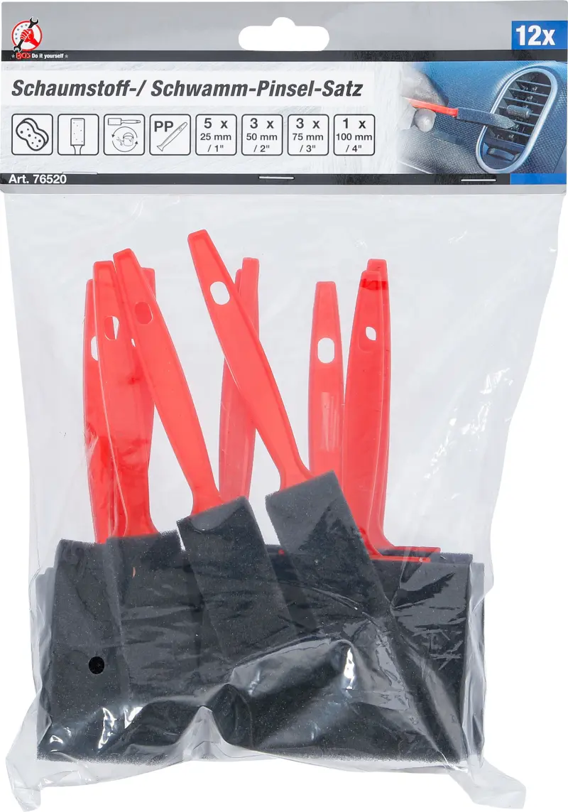 Pěnové/houbové štětce BGS 76520 Sada 12 ks. (BGS1076520)